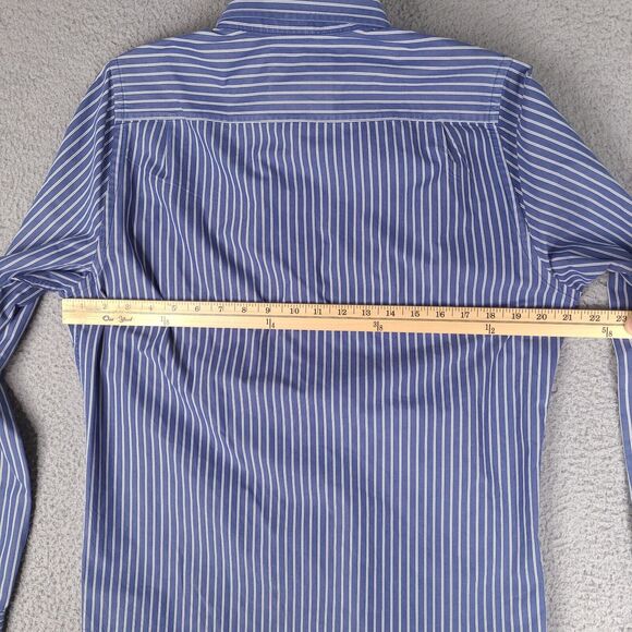 Abercrombie & Fitch Shirt Mens Large‎ Blue Striped Button Down Moose Logo - Picture 9 of 13